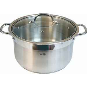 Voltz Дълбока тенджера Oliver Voltz OV51211D24, 9 l, 24 cm диаметър, неръждаема стомана, капак със стъкло с отвор, инокс (OV51211D24)