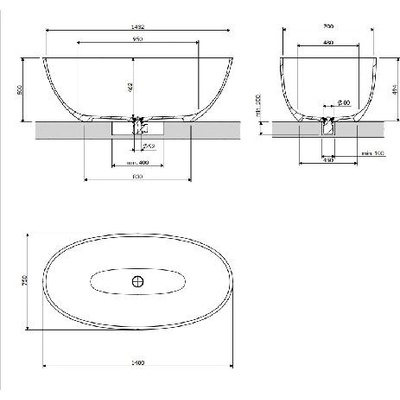 Omnires Shell M+ 148 x 75 cm SHELL148WWBLV