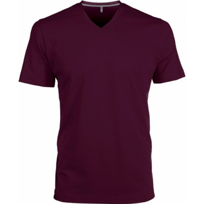 Kariban pánské tričko krátký rukáv V-neck vínové