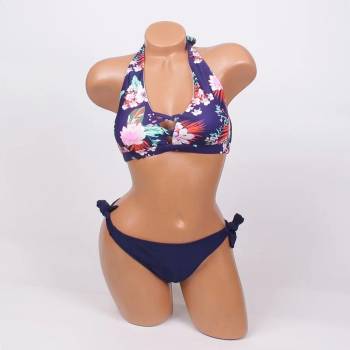 Image 1 of Красив тъмносин бански с цветя - чашка В