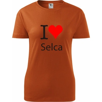 Oranžové dámské tričko I love Selca trička potisk srdce – Zboží Mobilmania