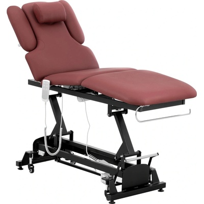 physa Elektrické masážní lehátko - 3 motory - 300 W - 185 x 67 x 62–84 cm - 200 kg - černá/bordeaux NANTES BURGUNDY PH