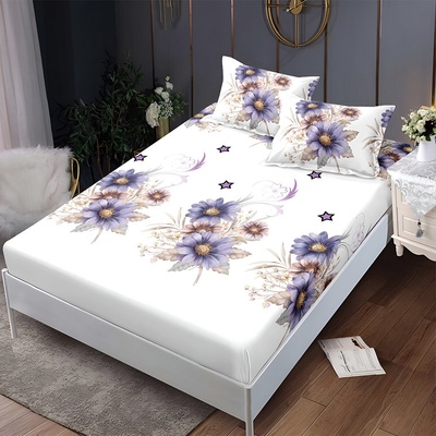 Долен чаршаф с ластик и две калъфки (за матрак 140x200) EmonaMall, 3 части - Модел S18277 (S18277-4444c8)