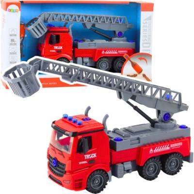 LEANToys Dětské hasičské auto se šroubovákem červené