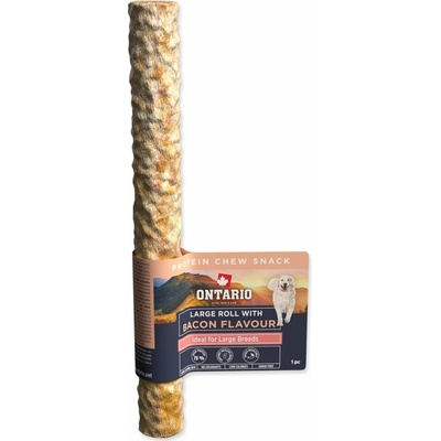 Ontario Protein příchuť slanina žvýkací rolka velká 1ks 25,4cm