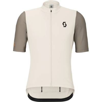 Scott Мъжка фланелка с къс ръкав за колоездене Scott Jersey Endurance S/S Cycling jersey - Cotton White / Toast Beige (056-4069-0113)