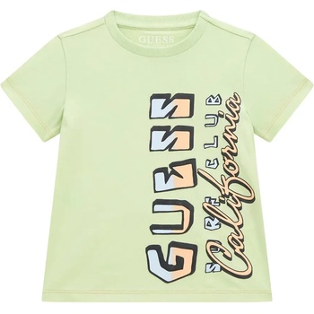 GUESS Тениска в цвят лайм за мини момче с двуцветен надпис Guess Surf Club