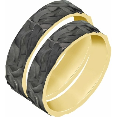 Eppi Zlaté snubní prsteny s reliéfním povrchem a černým rutheniem Jamone RW37089