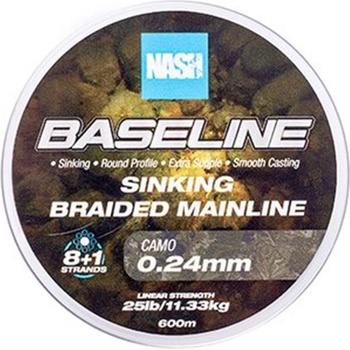 Nash Splietaná Šnúra Baseline Sinking Braid UV Yellow 600 m 0,24 mm 11,33 kg