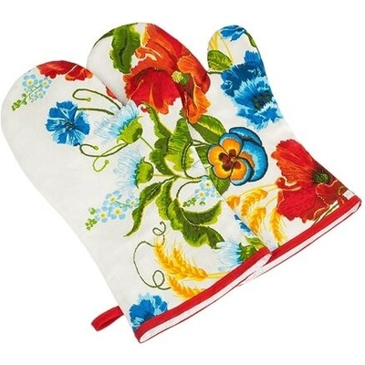Bellatex Grilovacia rukavica Vlčie maky červená 22 x 46 cm