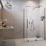 Radaway Квадратна душ кабина с плъзгаща врата Radaway Furo KDJ 120x120, профил четкана мед, дясно (10104622-93-01R+10110580-01-01+10113120-01-01)
