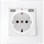 ELMARK КОНТАКТ ШУКО 16А С 2Хusb СТЪКЛЕНА РАМКА БЯЛ С К. К (195018cc/wh)
