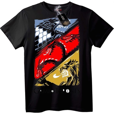 NOONEBRAND Тениска Game of Thrones Дракони и Вълк - 2XL, White