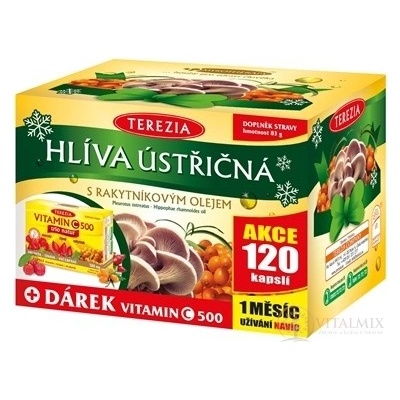 Terezia Hlíva s rakytníkovým olejem 120 kapslí + Vitamin C 500 mg 60 kapslí