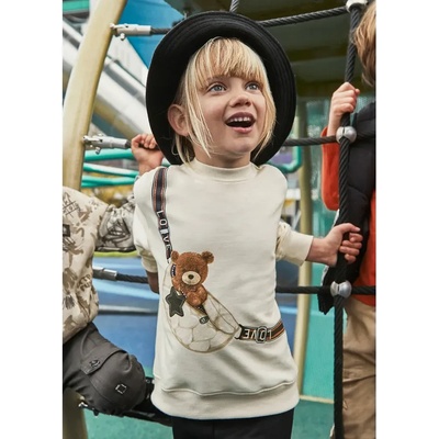 Mayoral Комплект плътна блуза в мръснобял цвят и клин в черно за мини момиче Mayoral