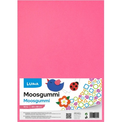 LUMA Moosgummi A4 růžová - balení 10 ks
