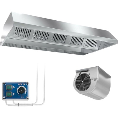 G.Gastro Stropní digestoř 1,2 m - s motorem, regulátorem, filtrem a svítidlem - 15416