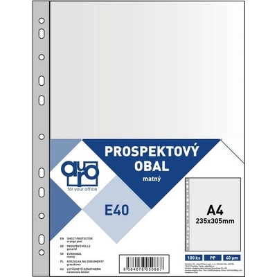 Auro Office E40 - eurofolie A4, 40 µm, PP, drsné - 100 ks