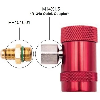Errecom - Италия RP1016.01 - Адаптер за бърза връзка R134a 1/4 SAE (M) x M14x1.5 (M)