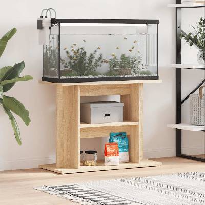 vidaXL Поставка за аквариум, сонома дъб, 80x35x60 см, инженерно дърво (833578)