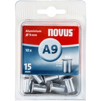 Novus Гайка нит алуминиева Novus - ф 9 mm, М6х15 mm, A9, 10 бр (045-0043)