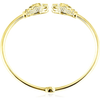 Gemmax Jewelry Otevřený obručový zlatý náramek Panther se zirkony GLBYB-19-02698