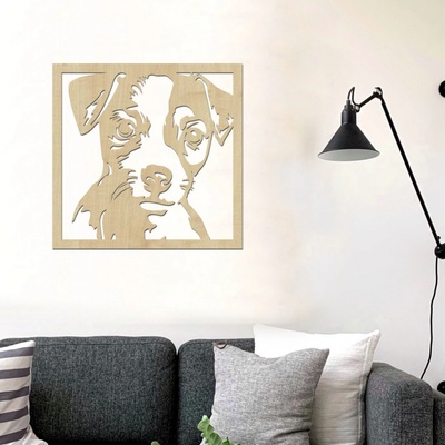 dřevo života Dřevěná dekorace psa Jack Russell teriér Zvolte rozměr šxv (cm): 80x80, Zvolte barvu dekoru: Javor