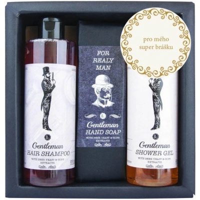 Bohemia Gifts & Cosmetics Boho Style & Gentleman Extrakt pivních kvasnic a chmele sprchový gel 250 ml + Toaletní mýdlo 145 g + Šampon na vlasy 250 ml dárková sada