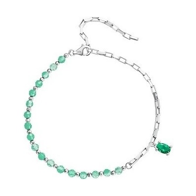 For Silver Náramek se zelenými krystaly - Stříbro 925