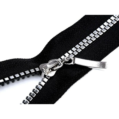 Stoklasa Kostěný zip No 5 délka 80 cm čtvercové zuby Balení: 1 ks, Varianta: 1 (322) černá stříbrná 1 (322) černá stříbrná