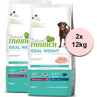 Natural Trainer Natural Ideal Weight White Meats Възрастни Средни и Макси 2 x 12 кг