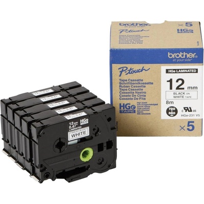 Páska Brother HGE231V5, černý tisk/bílý podklad, originál
