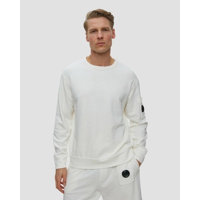 C.p. Company Malfilè Fleece Lens Crewneck Sweatshirt Biela