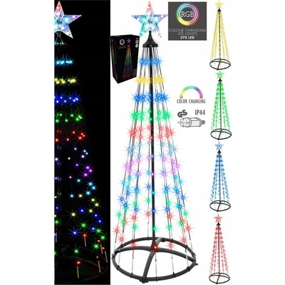 Dekorativní vánoční stromek 370 LED RGB 210 cm černý