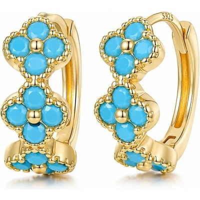 GRACE Silver Jewellery Náušnice s tyrkysovými kamínky Guia E-YIE356/432 Tyrkysová