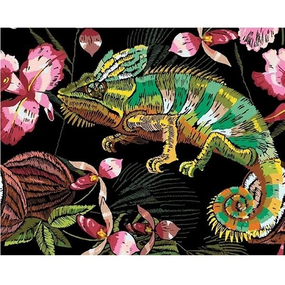 zuty Malování Podle Čísel Chameleon A Orchideje 40 x 50 Cm Plátno Rám