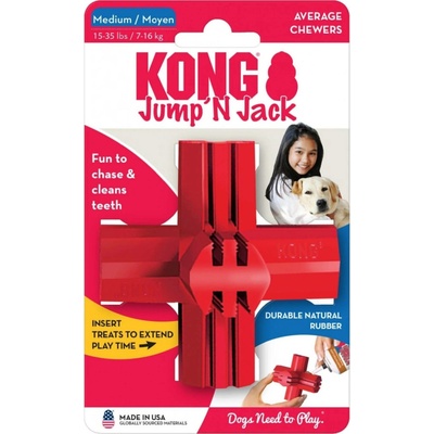 Kong Hračka Dog Dental Jump'N Jack plniaca červená guma prírodná L