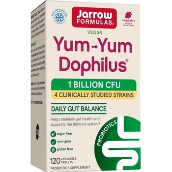 Jarrow Formulas Yum-Yum Dophilus® 1 Billion Natural Raspberry [120 Дъвчащи гел капсули] Малина