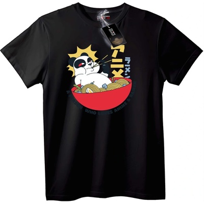 NOONEBRAND Тениска Anime Панда Рамен - 2XL, White