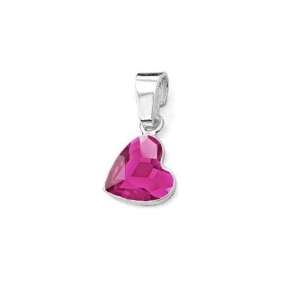 Nubis Stříbrný přívěšek se srdcem Crystals from Swarovski Fuchsia NB 0205 FU