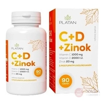 Platan Vitamín C + D + Zinok tabliet s postupným uvoľňovaním 90 ks