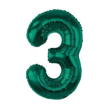 GoDan Fóliový balónek nafukovací smaragdová 85cm číslice 3