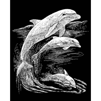 Royal Langnickel škrabací obrázek stříbrný Delfíni