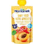 Hamanek Плодово бeбешко пюре Hamanek - Пауч с ябълка и кайсия, 4 м+, 120 g (8595139783914) - baby