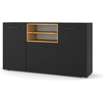 BIM Furniture Комод anette l 151 см, дъб артисан/черен мат (anettel151cmdaset)