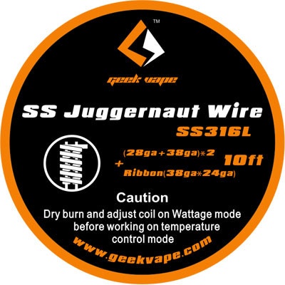 GeekVape SS Juggernaut 28ga+38ga *2+Ribbon 38ga+24ga SS316L 3m