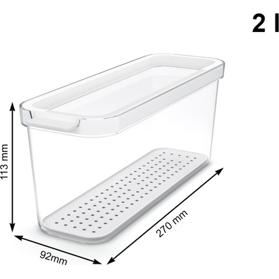 Rotho CAUMA Organizér do chladničky, 11,3 × 9,2 × 28,2 cm, 2 l, plast, 1053501100