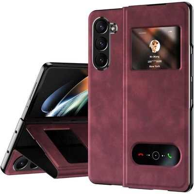 GKK Кожен Калъф с Поставка за Samsung Z Fold 6, GKK Leather Case, Червен (59066011005754)