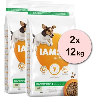 Iams Dog Adult Small & Medium Lamb 2 x 12 kg