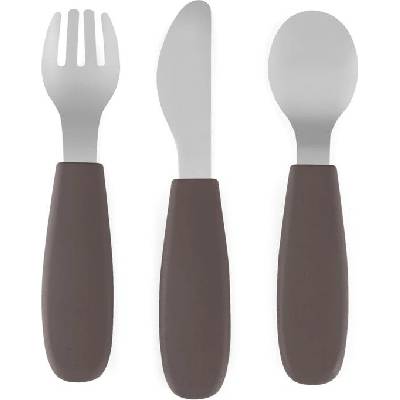 Petite&Mars Take&Match Stainless Steel Cutlery Set příbor pro děti Bitter Cocoa 12m+ 3 ks